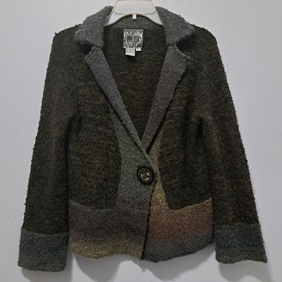 Curio Ombre Wool Blend Grannycore Cozy Cardigan Large Gray Multi-color - Picture 16 of 16